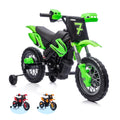 12V Kids Electric Motorcycle with Training Wheels, Dual Motors, 3–5 MPH – Green
