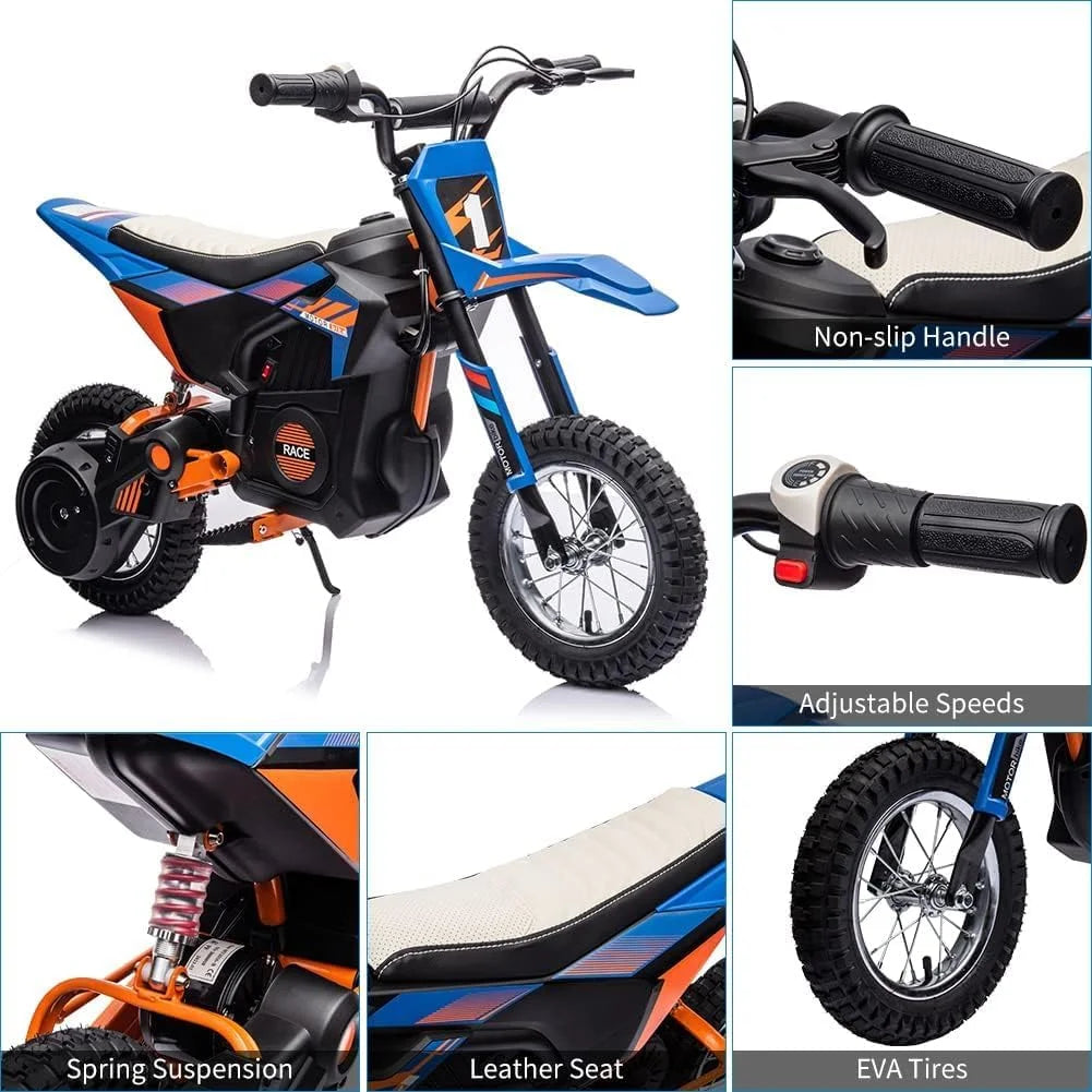 24V Kids Electric Dirt Bike, 250W Motor, 13.6 MPH, Twist Throttle & Air Tires