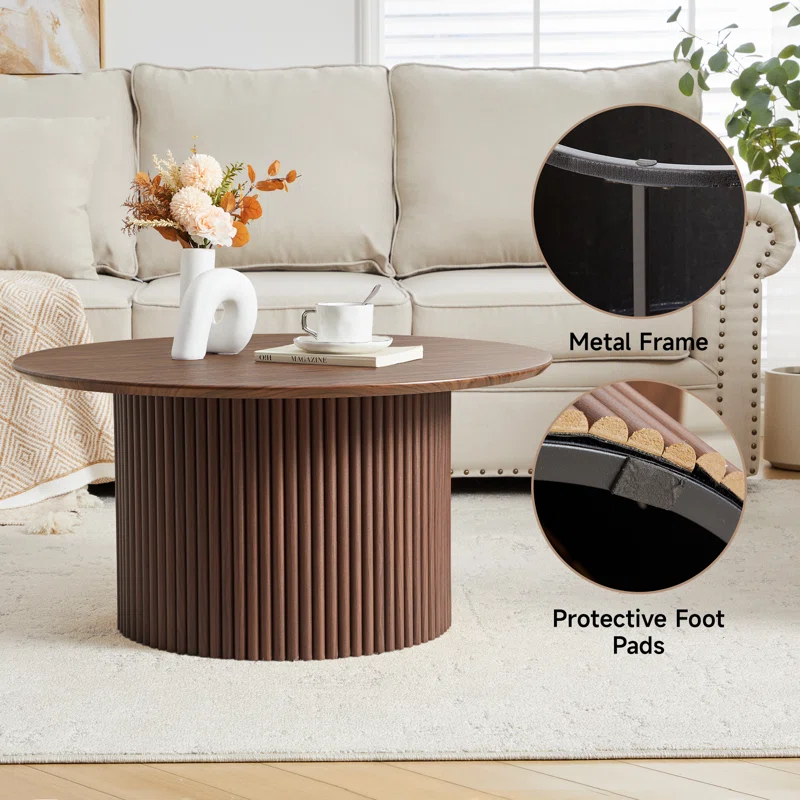 31.5'' Round Fluted Pedestal Coffee Table - Image 3