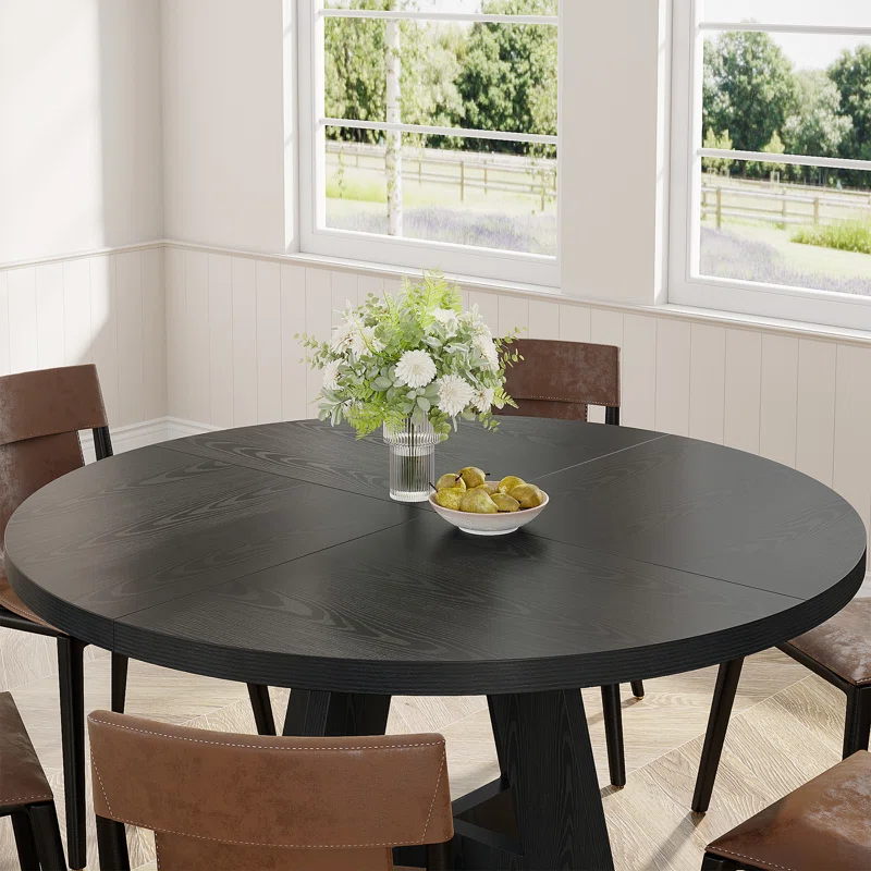 47 Inch Round Dining Table for 4 Farmhouse Kitchen Table - Image 3