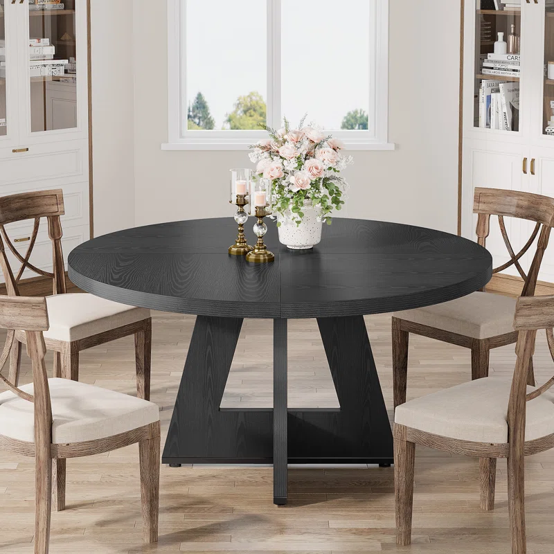 47 Inch Round Dining Table for 4 Farmhouse Kitchen Table - Image 4