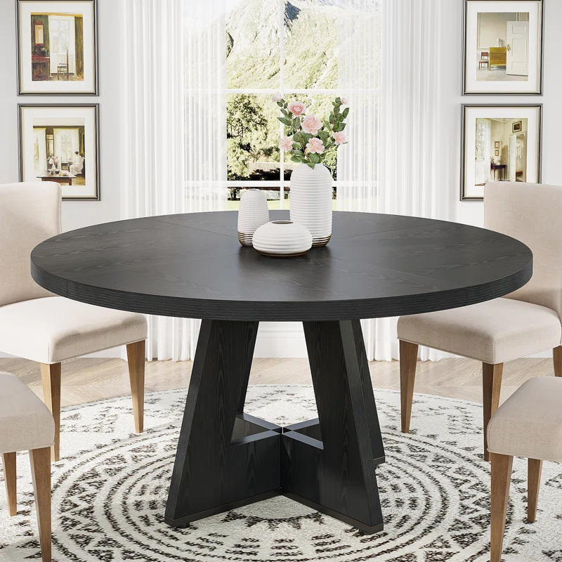 47 Inch Round Dining Table for 4 Farmhouse Kitchen Table