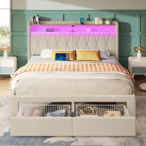 Bed Frame with RGB LED Lights